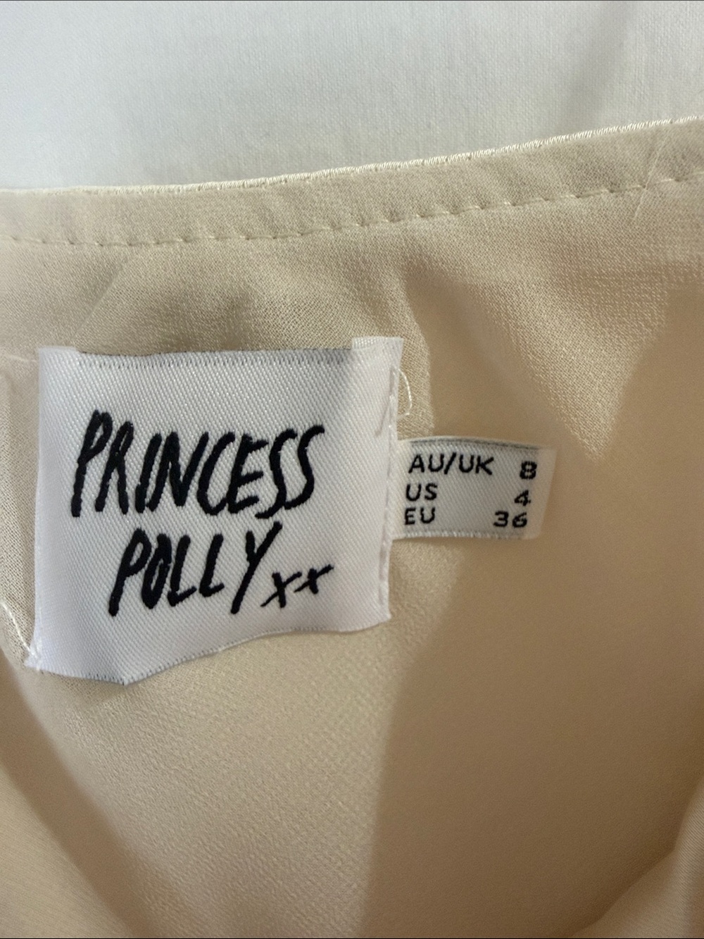 Princess Polly Ivory Satin Twist-Front Chemise Sz 4 - Picture 2 of 8